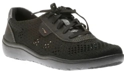 Sale Earth Paxton Petra Black Perforated Knit Lace-Up Sneaker