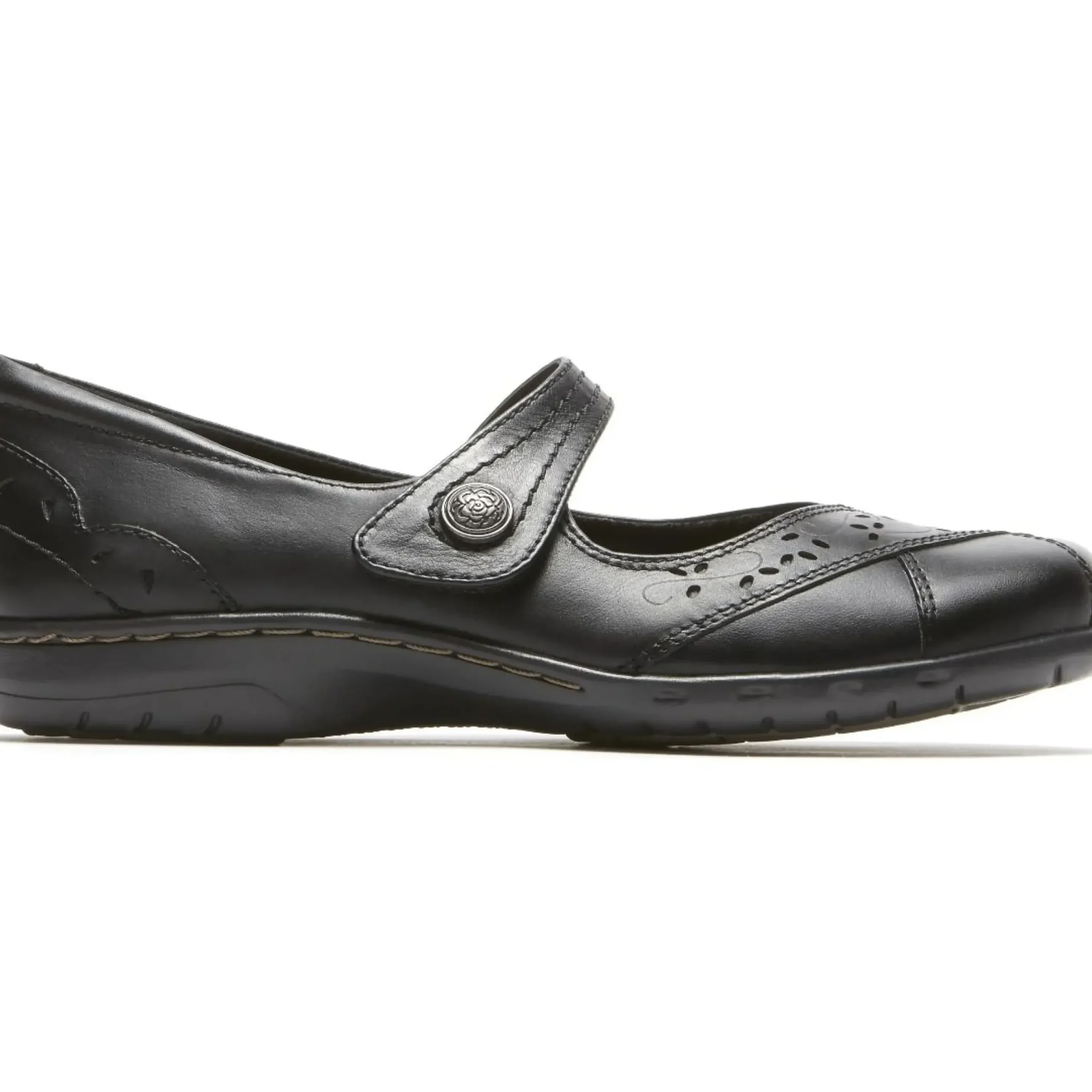 New Cobb Hill Petra Black Leather Mary Jane Flat