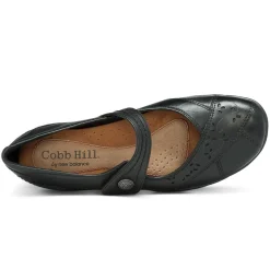 New Cobb Hill Petra Black Leather Mary Jane Flat