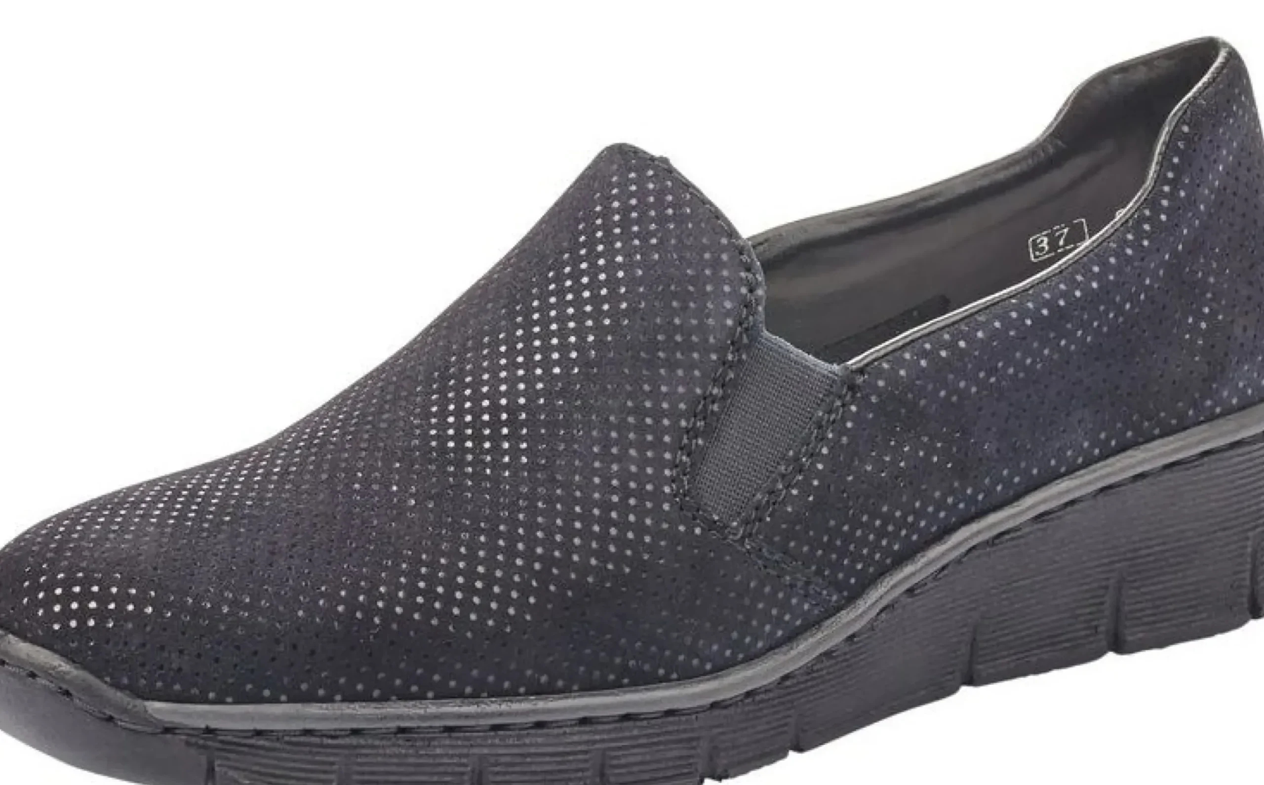 Clearance Rieker Pisa Navy Silver Polka Dot Slip-On Wedge Loafer