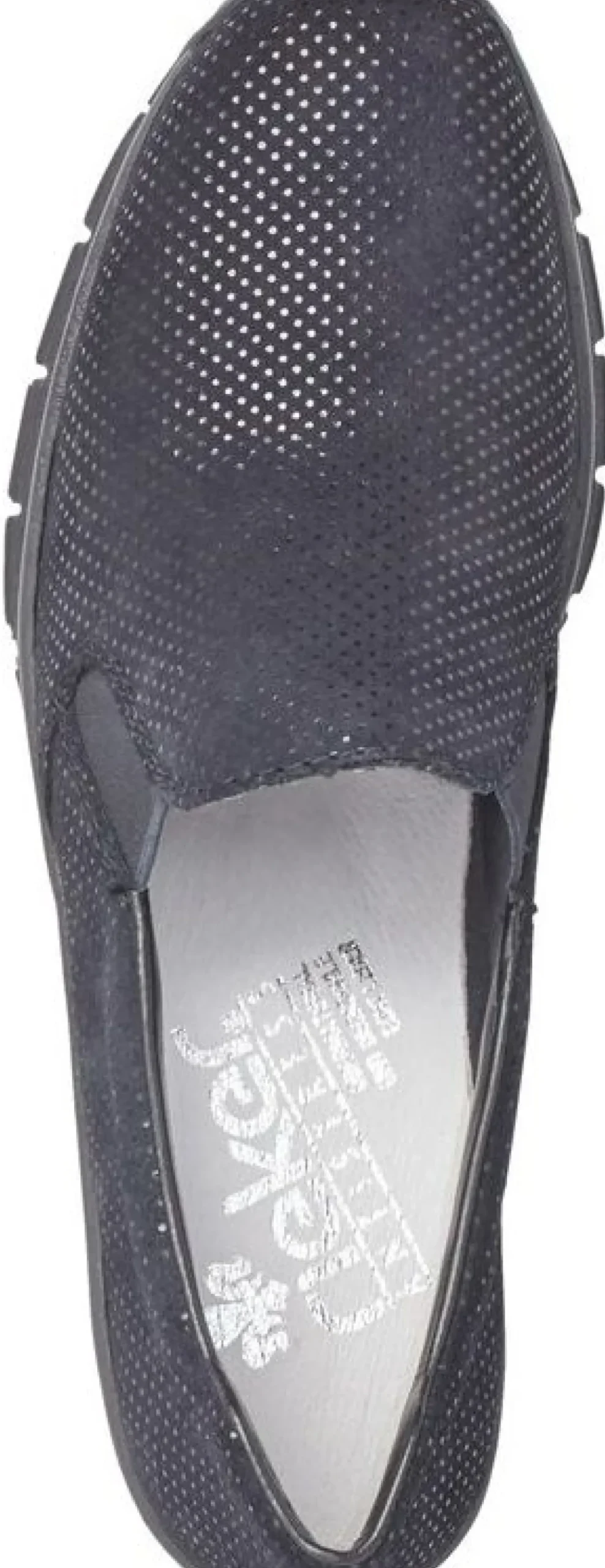 Clearance Rieker Pisa Navy Silver Polka Dot Slip-On Wedge Loafer