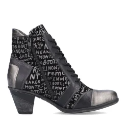 New Remonte Posen Black Print Lace-Up Ankle Boot