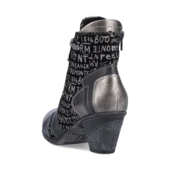 New Remonte Posen Black Print Lace-Up Ankle Boot