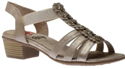 Sale Relife R4017 Beige Metallic Embellished Strappy Heeled Sandal
