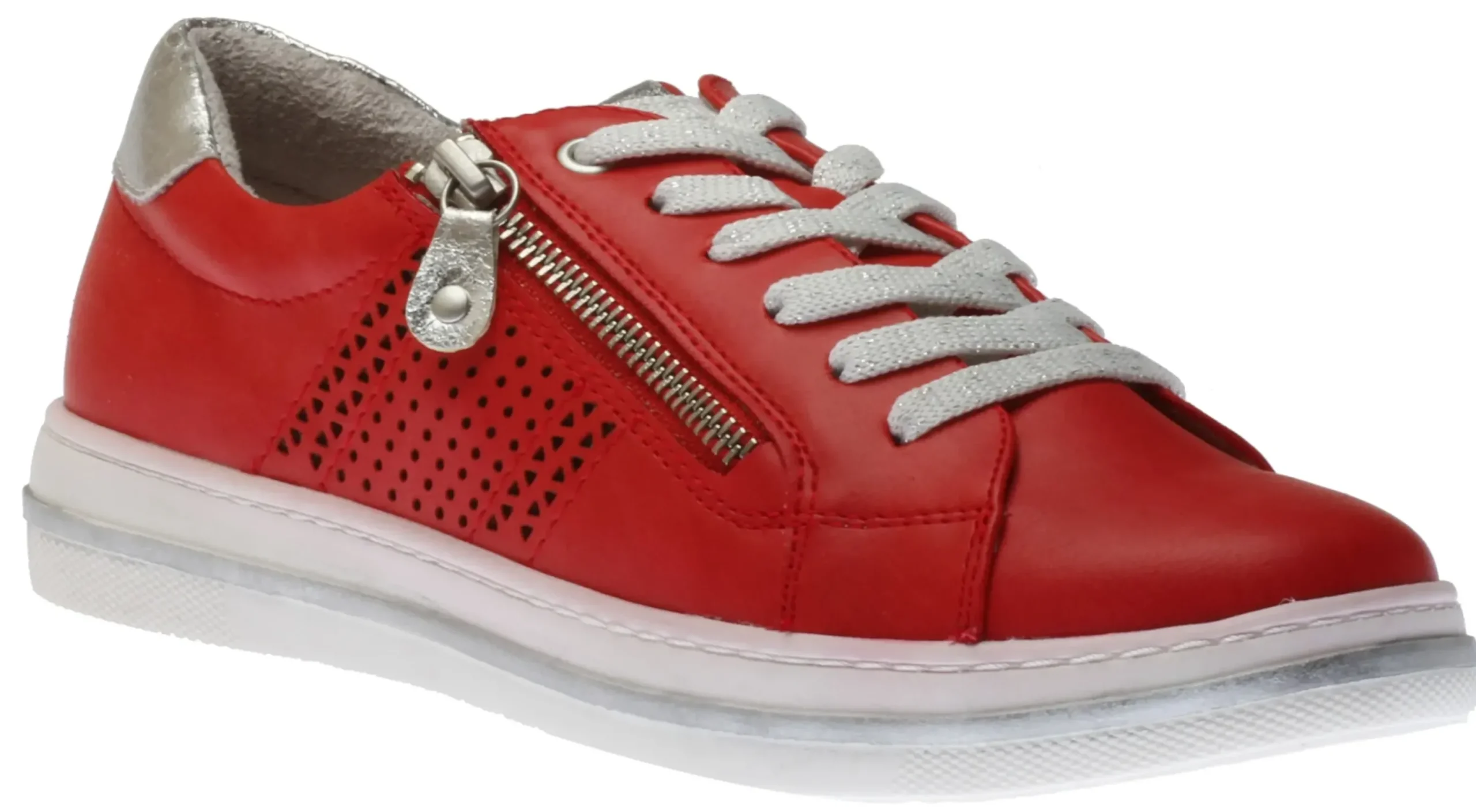 Online Relife R4043 Red Silver Lace-Up Sneaker