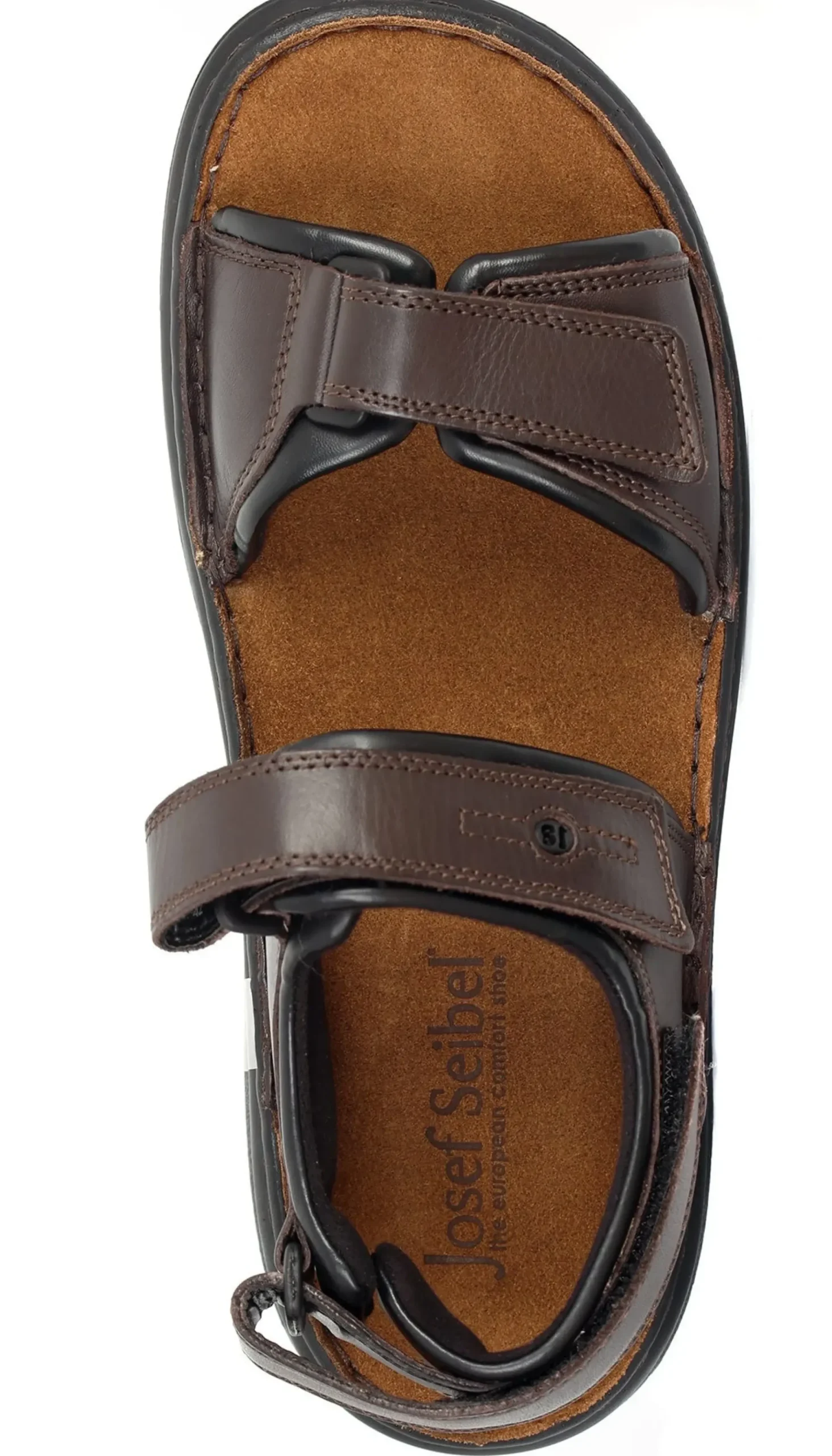 Outlet Josef Seibel Rafe Brown Moro Black Leather Sandal