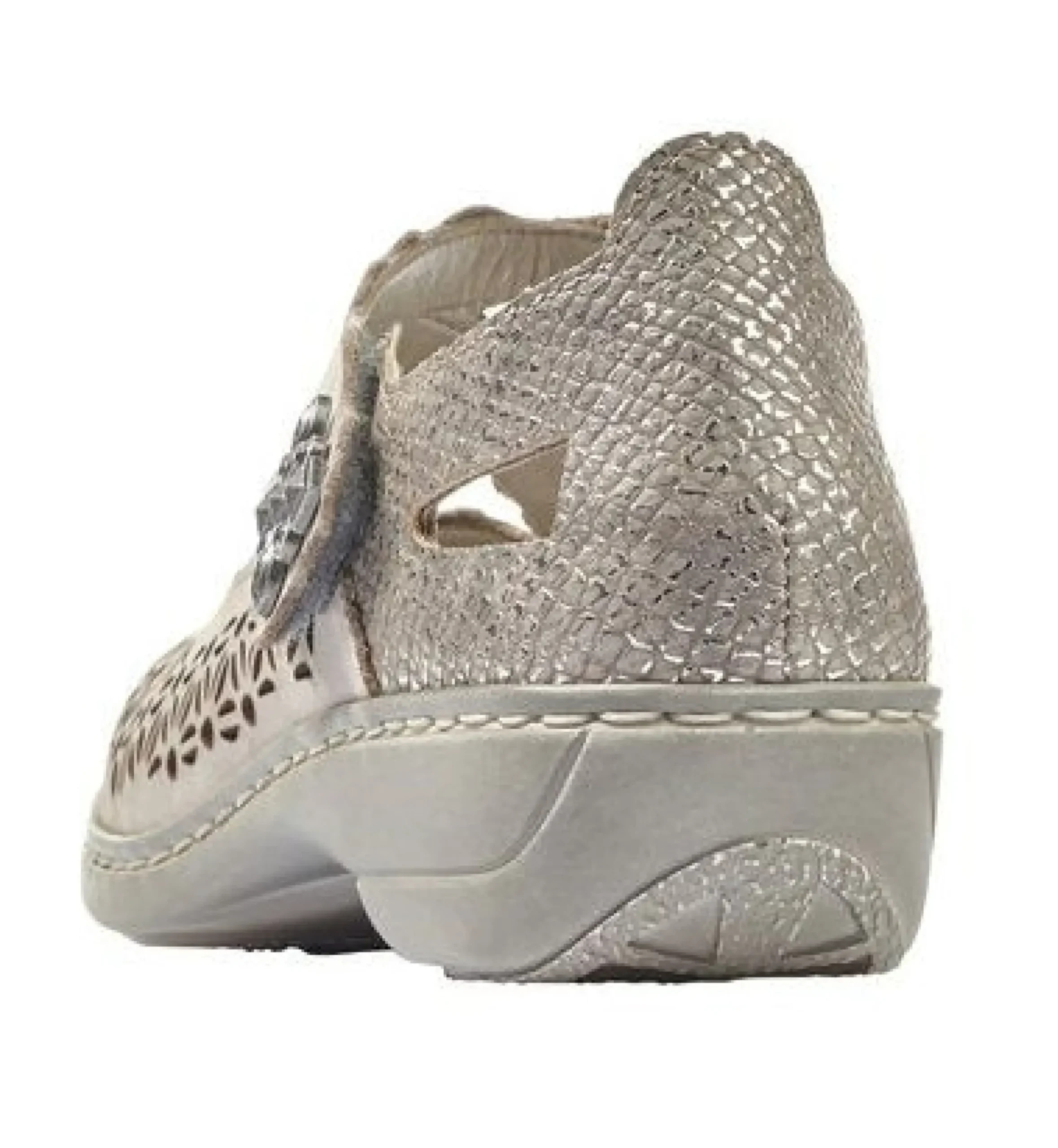 Sale Rieker Ravenna Beige Grey Perforated Cutout Mary Jane Shoe