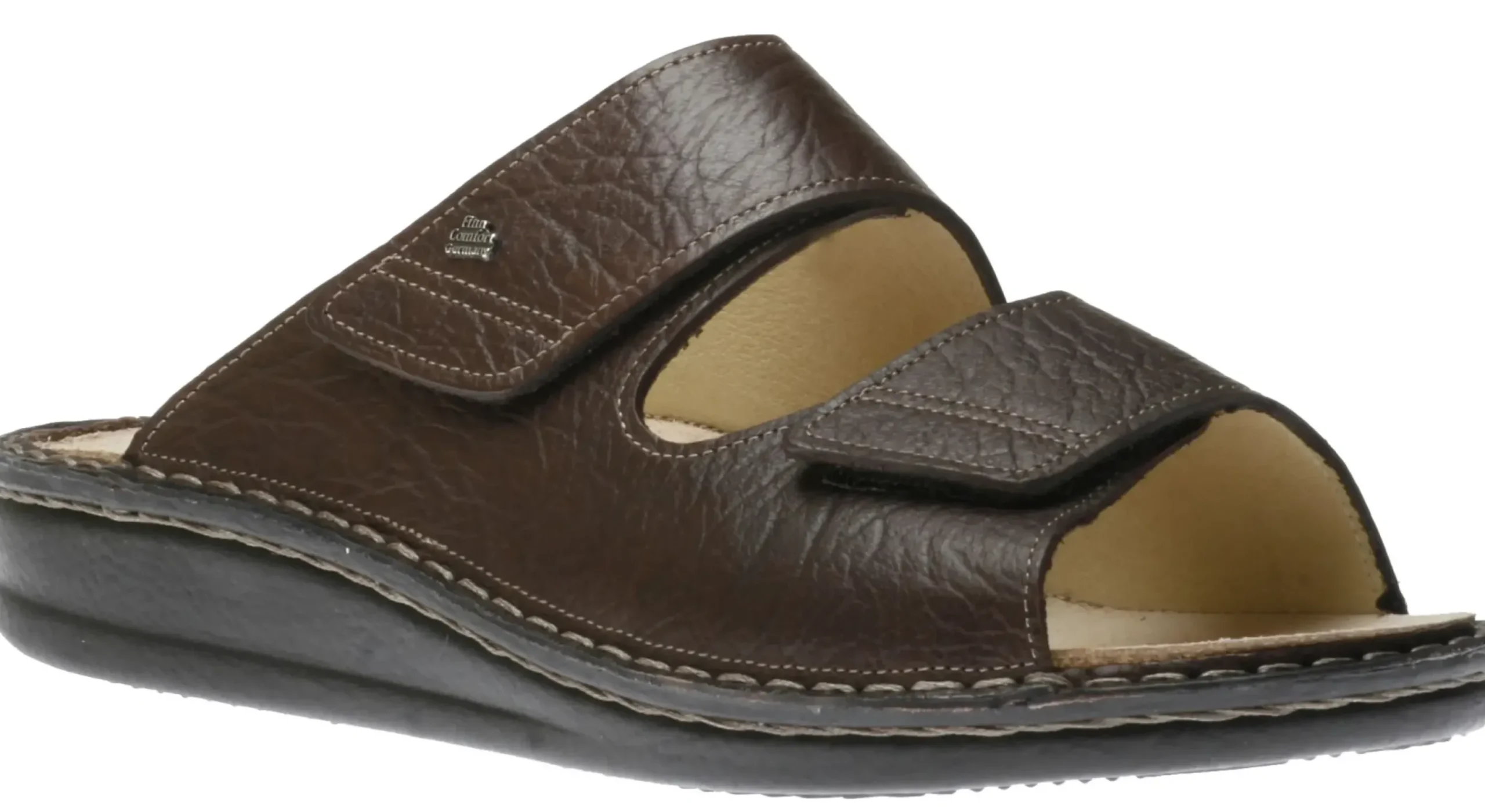 Online Finn Comfort Riad Men's Brown Leather Slide Sandal