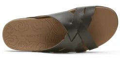 Hot Rockport Ridge Woven Black Leather Slide Sandal