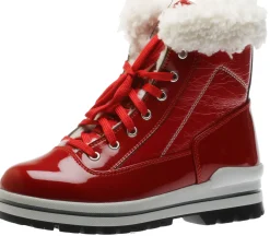 Clearance Olang Rimini Lace-Up Red Patent Winter Ankle Boot