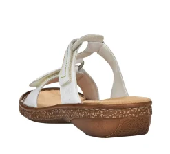 New Rieker Rock White Multicolour Stitch Slide Sandal