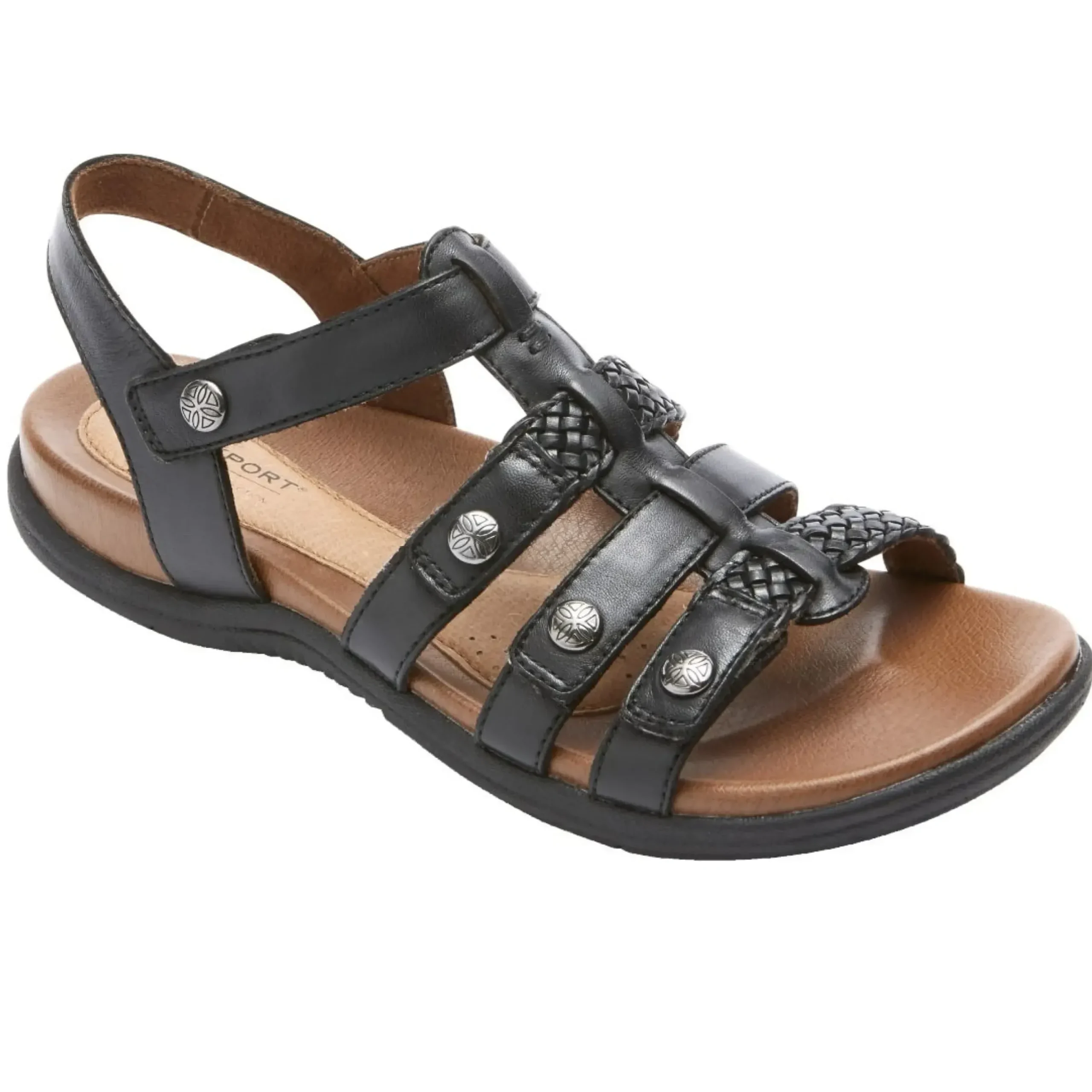 Online Cobb Hill Rubey Black Leather T-Strap Sandal
