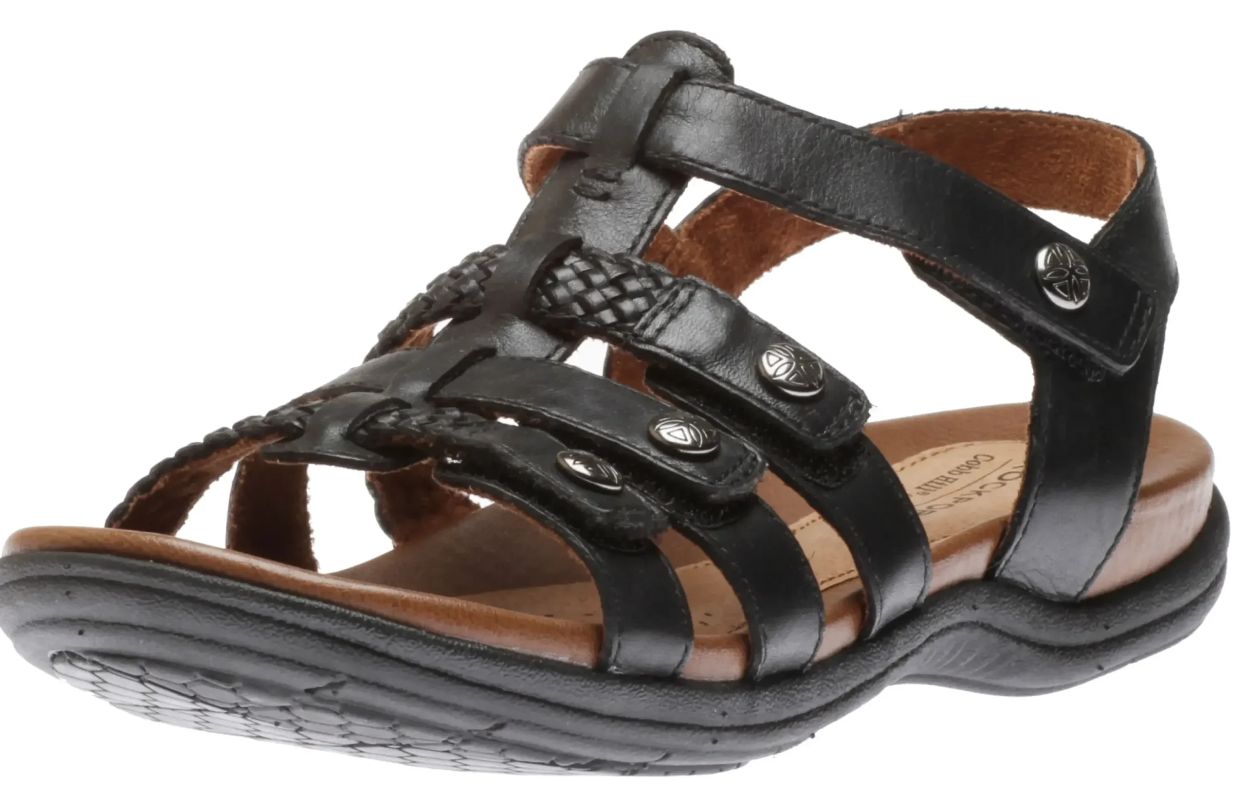 Online Cobb Hill Rubey Black Leather T-Strap Sandal