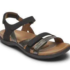New Cobb Hill Rubey Black Three Strap Sandal