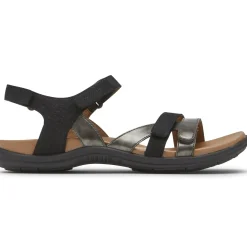 New Cobb Hill Rubey Black Three Strap Sandal