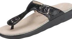 SAS Shoes Sanibel Black Snake Thong Sandal