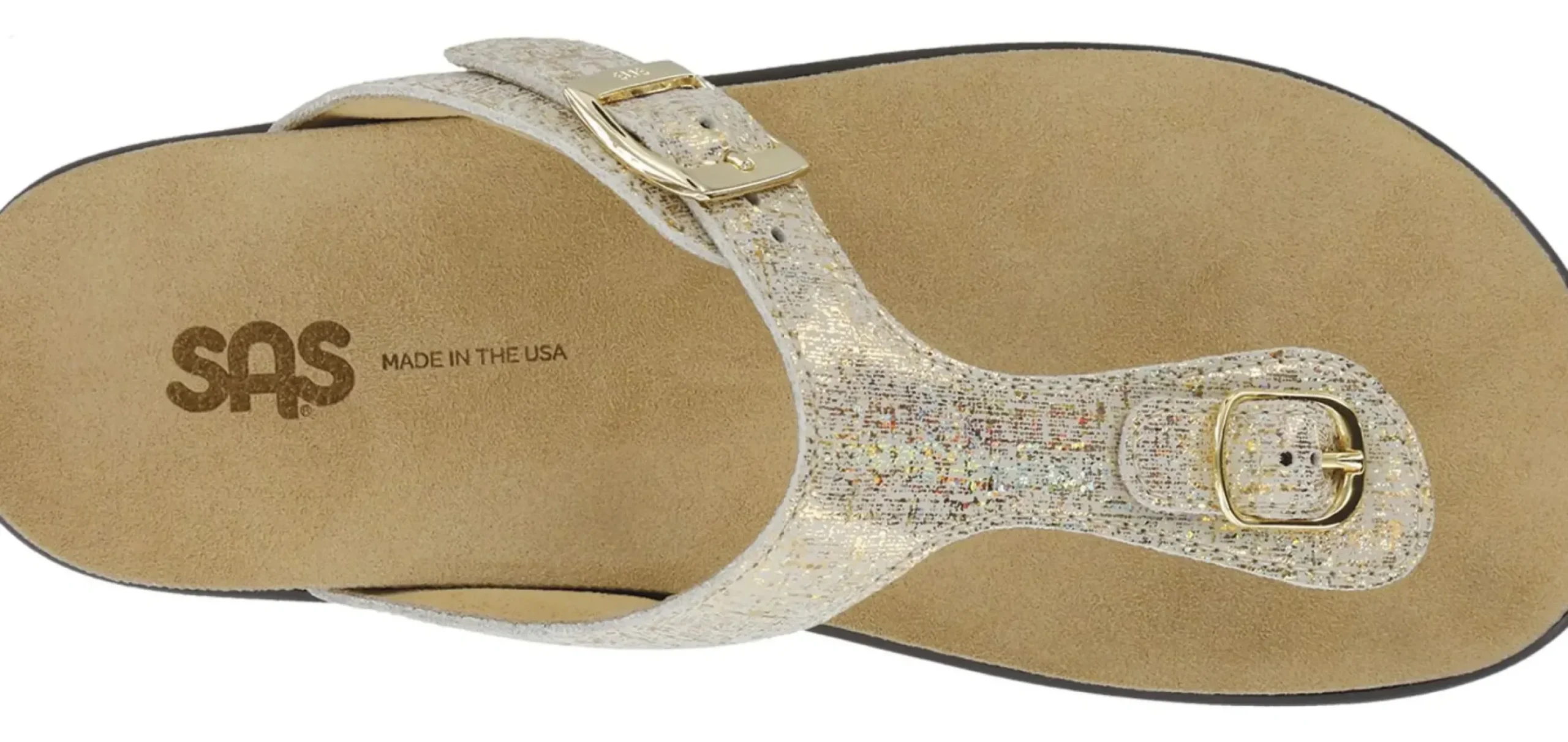Clearance SAS Shoes Sanibel Shiny Gold Thong Sandal