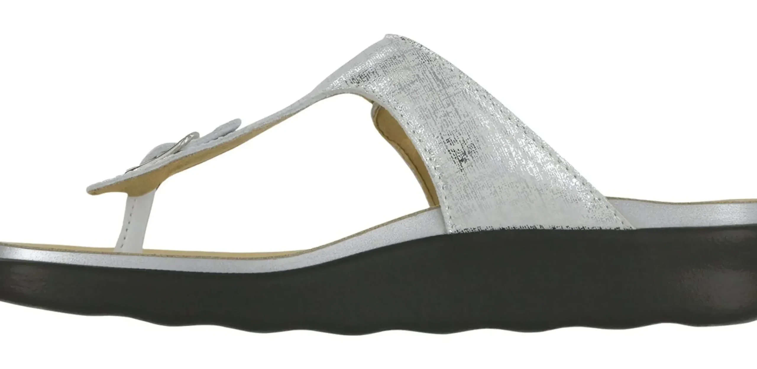 Clearance SAS Shoes Sanibel Shiny Silver Thong Sandal