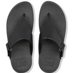 Outlet Fit Flop Sarna Black Leather Thong Sandal