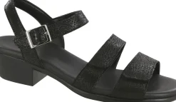 Clearance SAS Shoes Savannah Black Leather Heel Strap Sandal