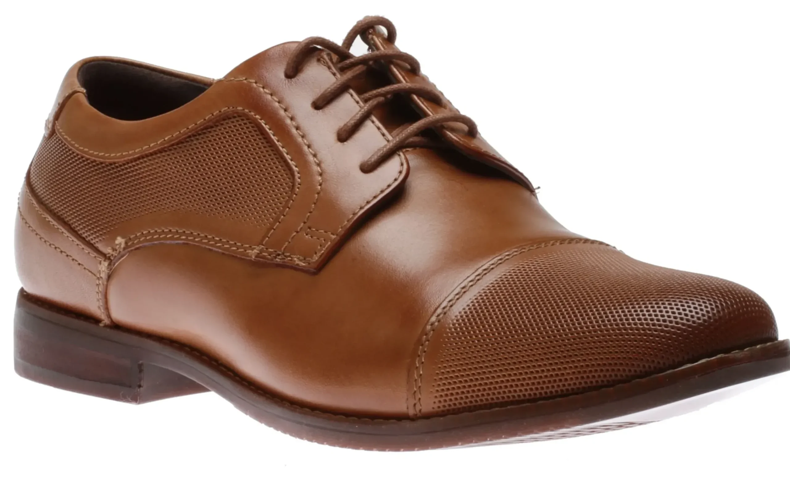 Discount Rockport Saxxen Cognac Brown Leather Wingtip Oxford Dress Shoe