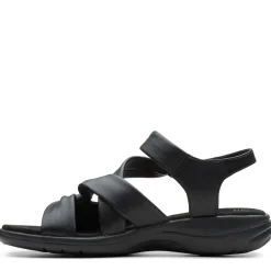 Hot Clarks Saylie Moon Black Leather Sandal