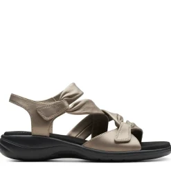Hot Clarks Saylie Moon Pewter Leather Sandal