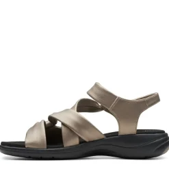 Hot Clarks Saylie Moon Pewter Leather Sandal
