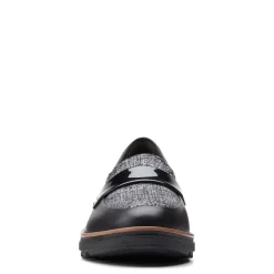 Online Clarks Sharon Gracie Black Tweed Wedge Loafer