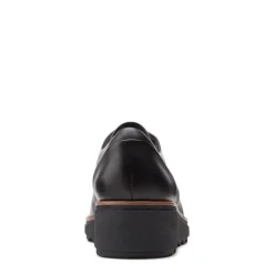 Online Clarks Sharon Noel Black Leather Lace-Up Wedge Oxford