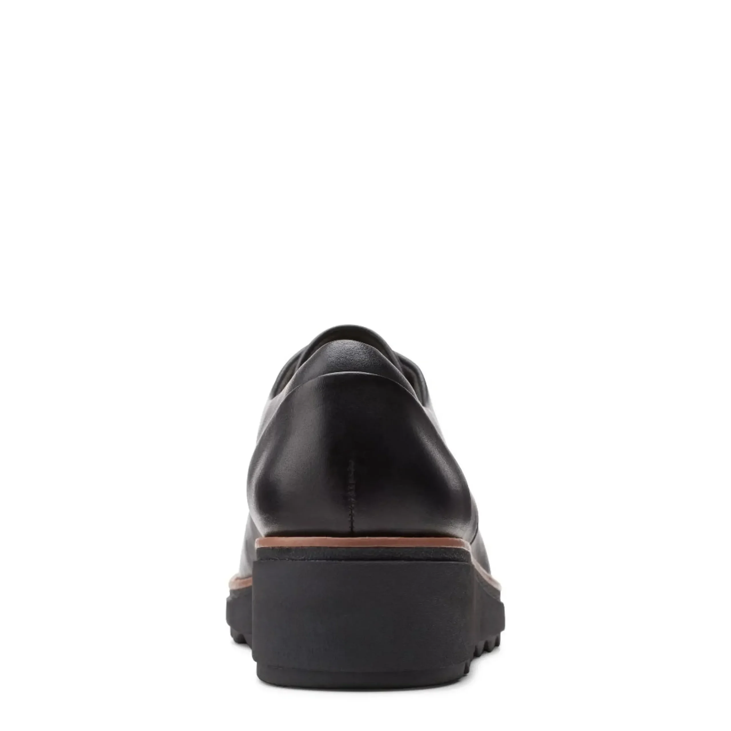 Online Clarks Sharon Noel Black Leather Lace-Up Wedge Oxford