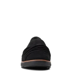 Hot Clarks Sharon Villa Black Suede Wedge Loafer