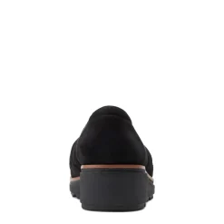 Hot Clarks Sharon Villa Black Suede Wedge Loafer