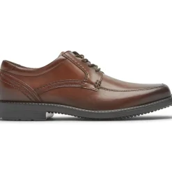 Clearance Rockport Sherwood Brown Leather Apron Toe Oxford Dress Shoe