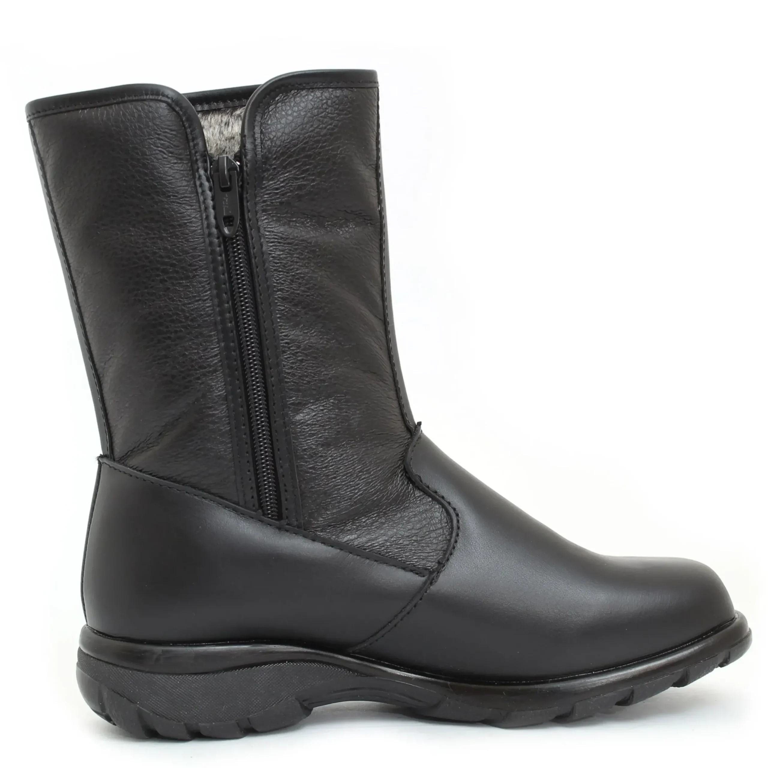 Online Toe Warmers Shield Black Leather Mid-Calf Winter Boot