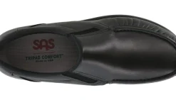 Online SAS Shoes Side Gore Black Smooth Leather Slip-On Loafer