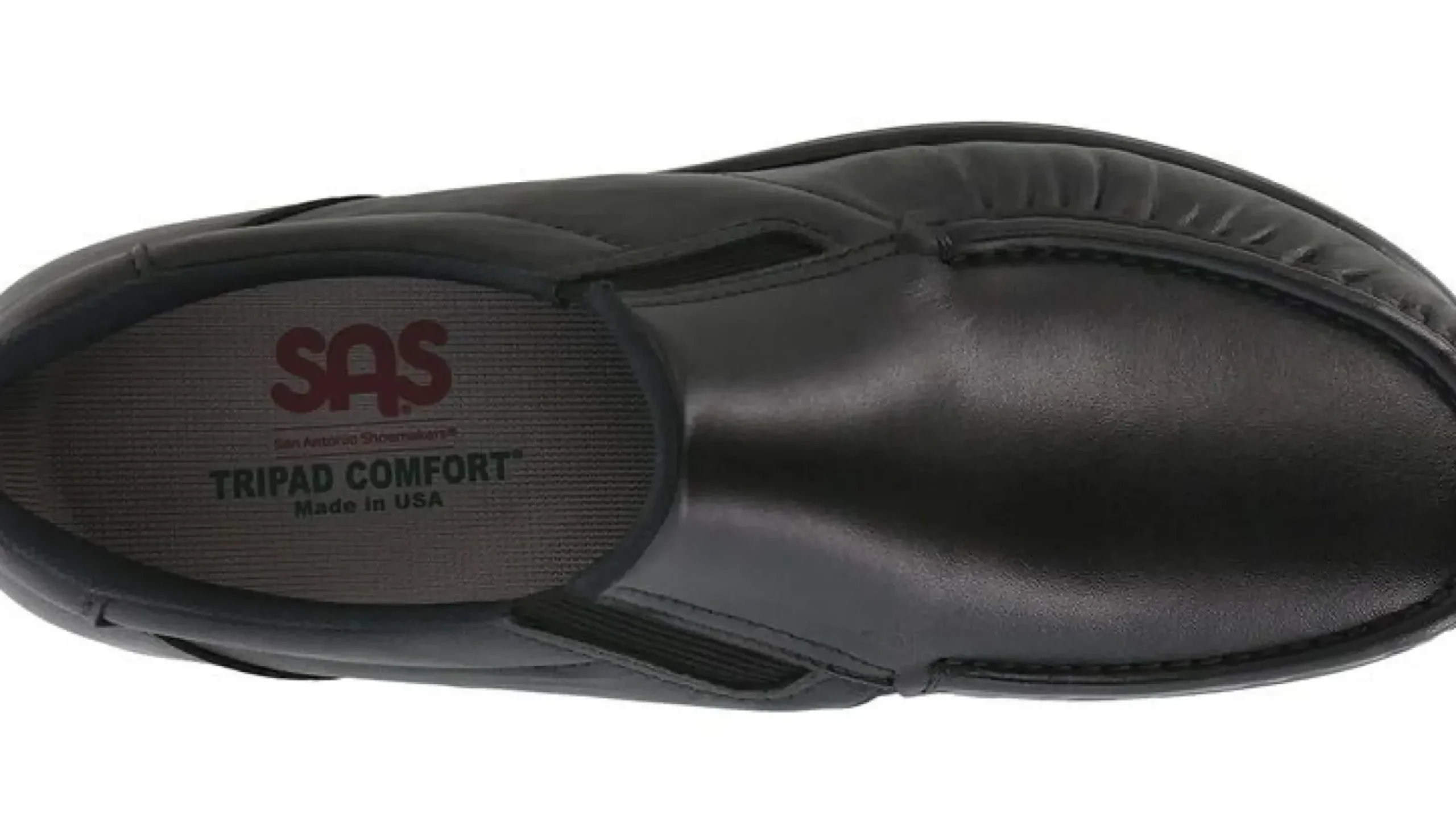 Online SAS Shoes Side Gore Black Smooth Leather Slip-On Loafer