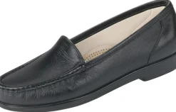 Clearance SAS Shoes Simplify Black Leather Slip On Loafer