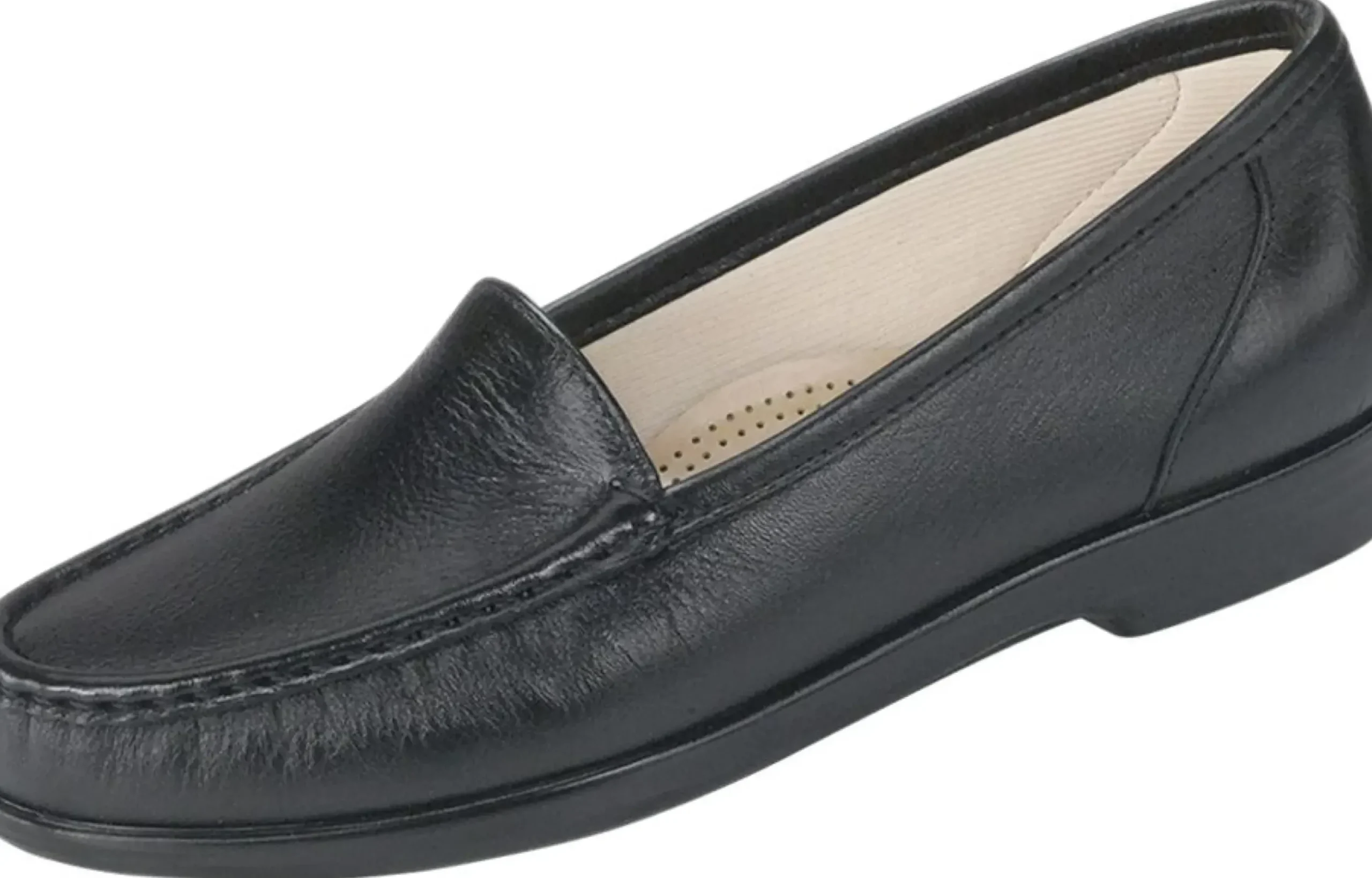 Clearance SAS Shoes Simplify Black Leather Slip On Loafer