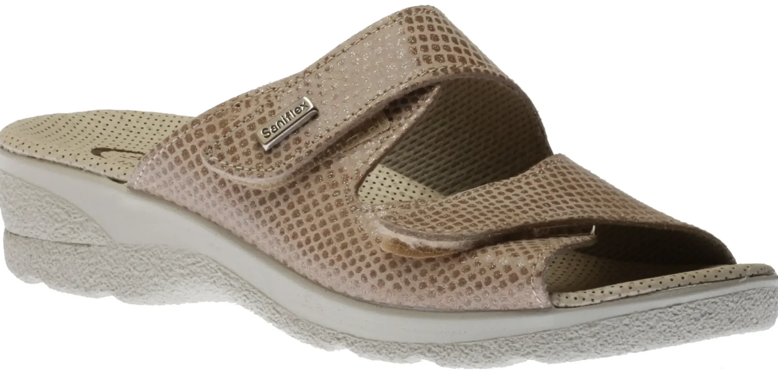Best Lady Diana Slide 2 Sabia Beige Double Strap Slide Wedge Sandal
