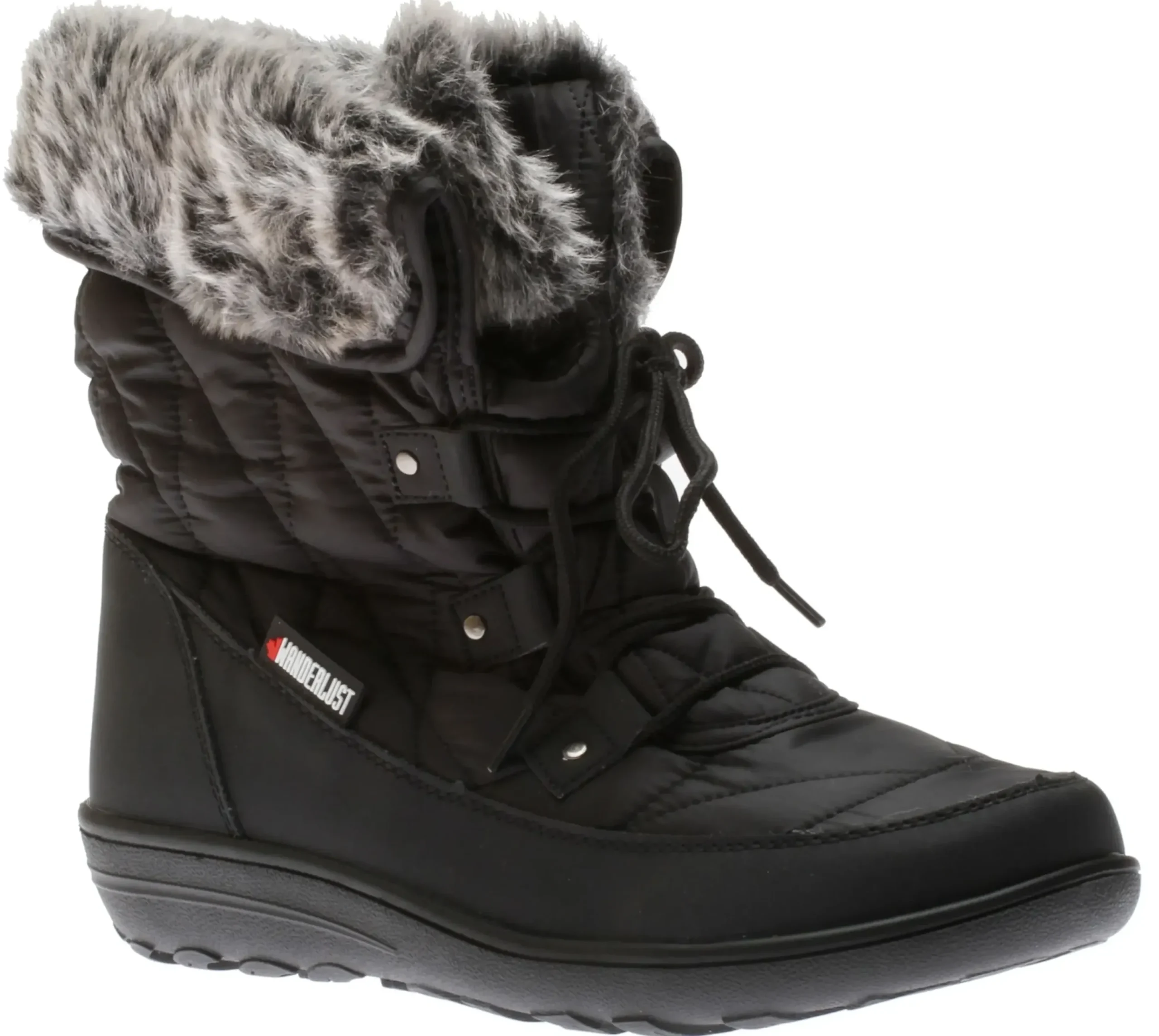 Wanderlust Snowflake Black Lace-Up Winter Boot