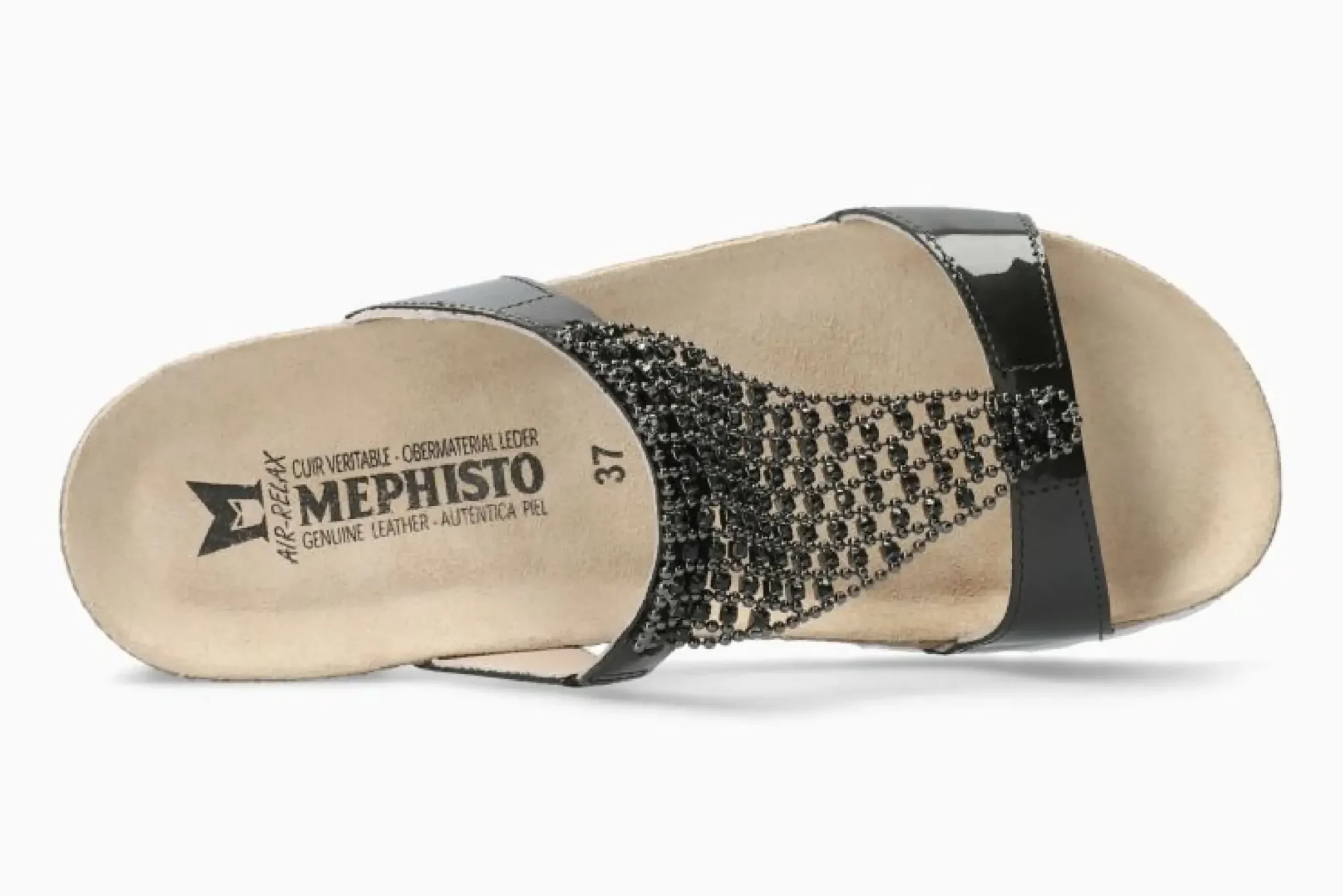 Best Mephisto Sofie Grey Patent Bedazzled Wedge Slide Sandal