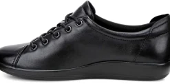 Best Ecco Soft 2.0 Black Leather Black Sole Lace-Up Sneaker