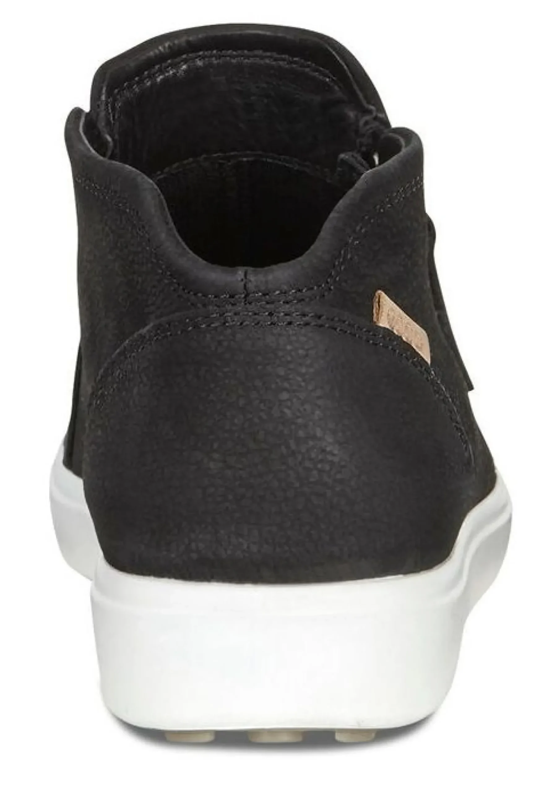 Ecco Soft 7 Black Leather White Sole Zip Low Ankle Bootie