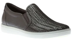 Ecco Soft 7 Woven Gravity Metallic Leather Slip-On Sneaker