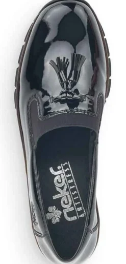 Best Rieker Softlack Black Patent Tassel Slip-On Loafer