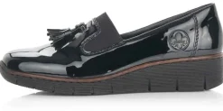 Best Rieker Softlack Black Patent Tassel Slip-On Loafer