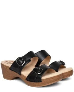 Online Dansko Sophie Black Leather Slide Sandal