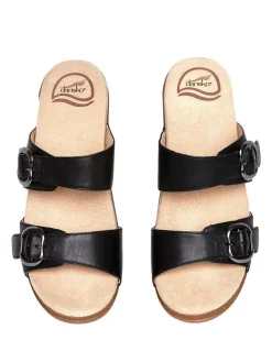 Online Dansko Sophie Black Leather Slide Sandal