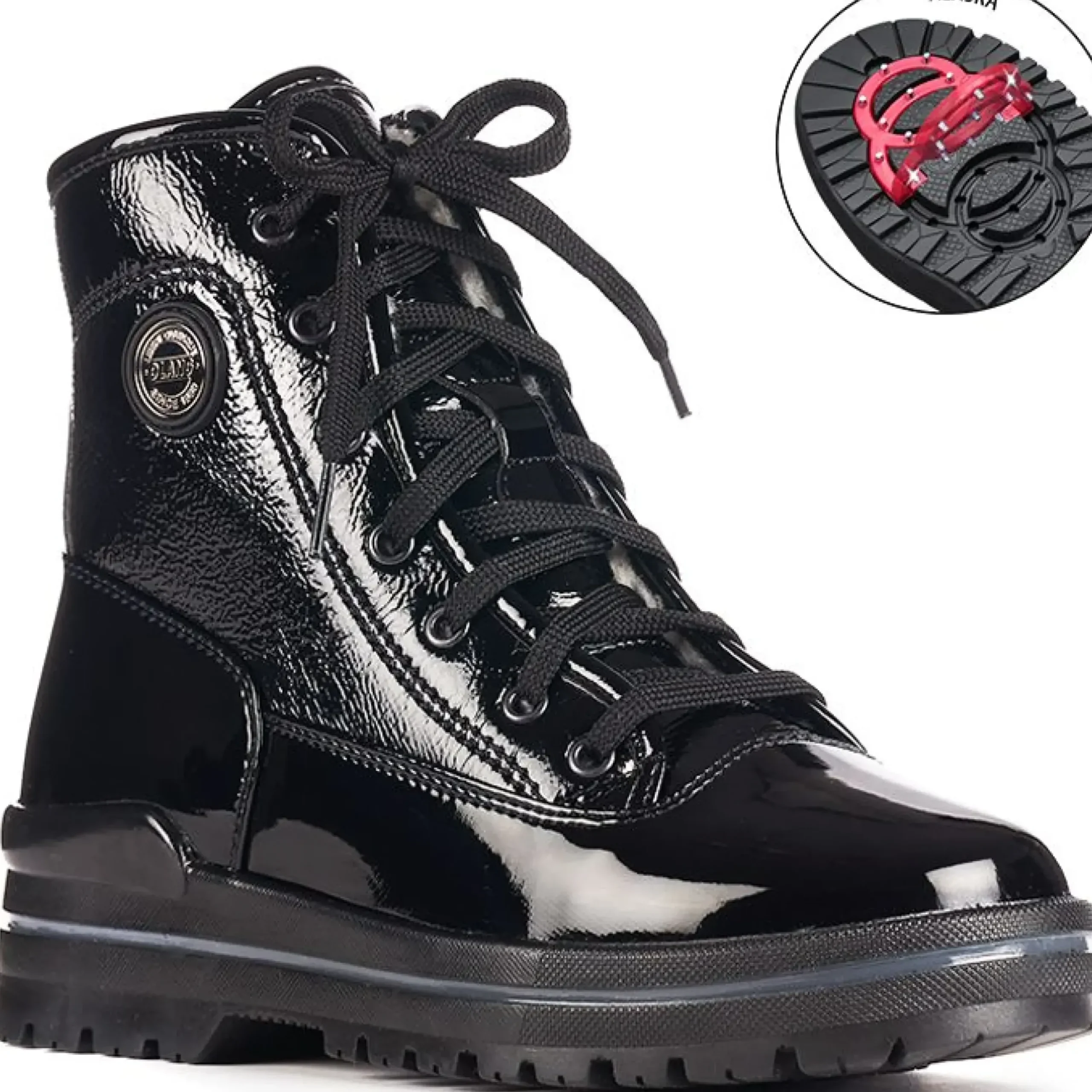 Online Olang Sound Black Patent Winter Boot